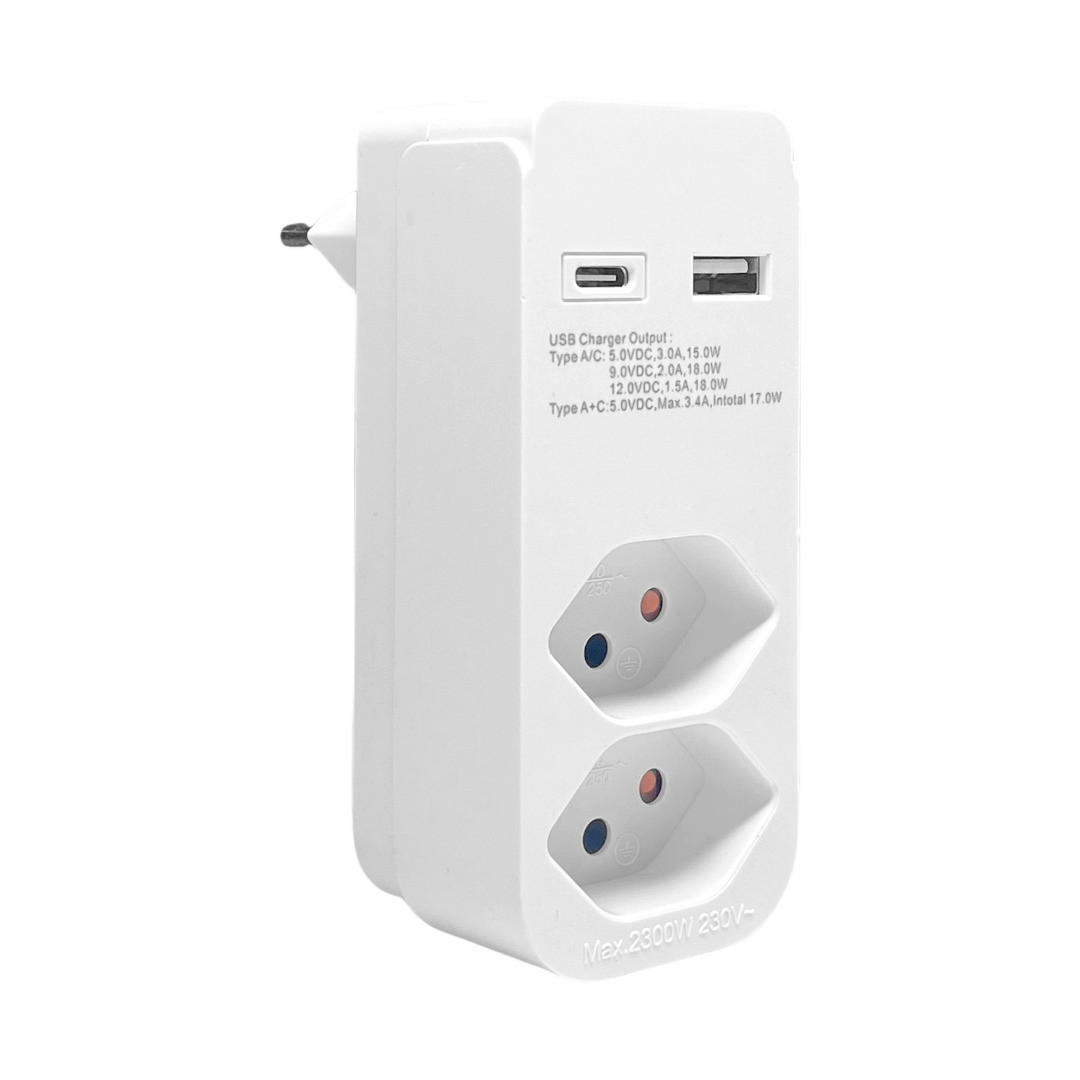 ADAPTERSTECKER - Weiss, Basics (11.50/8,00/4,5cm) - Eglo