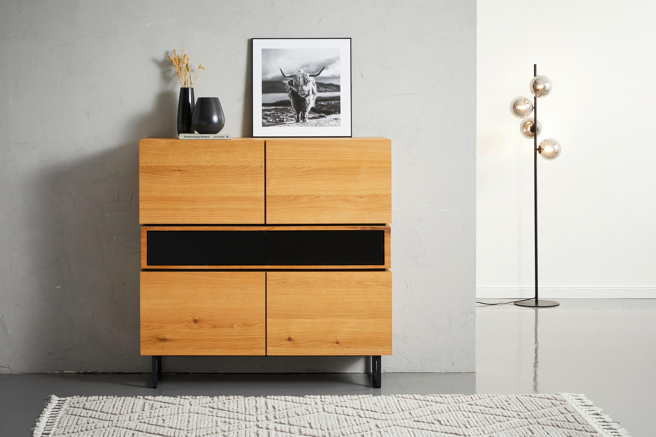 SIDEBOARD  in 120/119/40 cm  - Eichefarben/Schwarz, Design, Holz/Holzwerkstoff (120/119/40cm) - MID.YOU