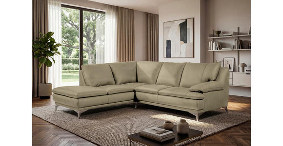 ECKSOFA Fango Echtleder  - Chromfarben/Fango, Design, Leder/Metall (224/252cm) - Novel