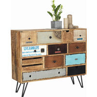 KOMODA, mangové drevo, viacfarebná, 115/95/35 cm - viacfarebná/strieborná, Lifestyle, kov/drevo (115/95/35cm) - Landscape