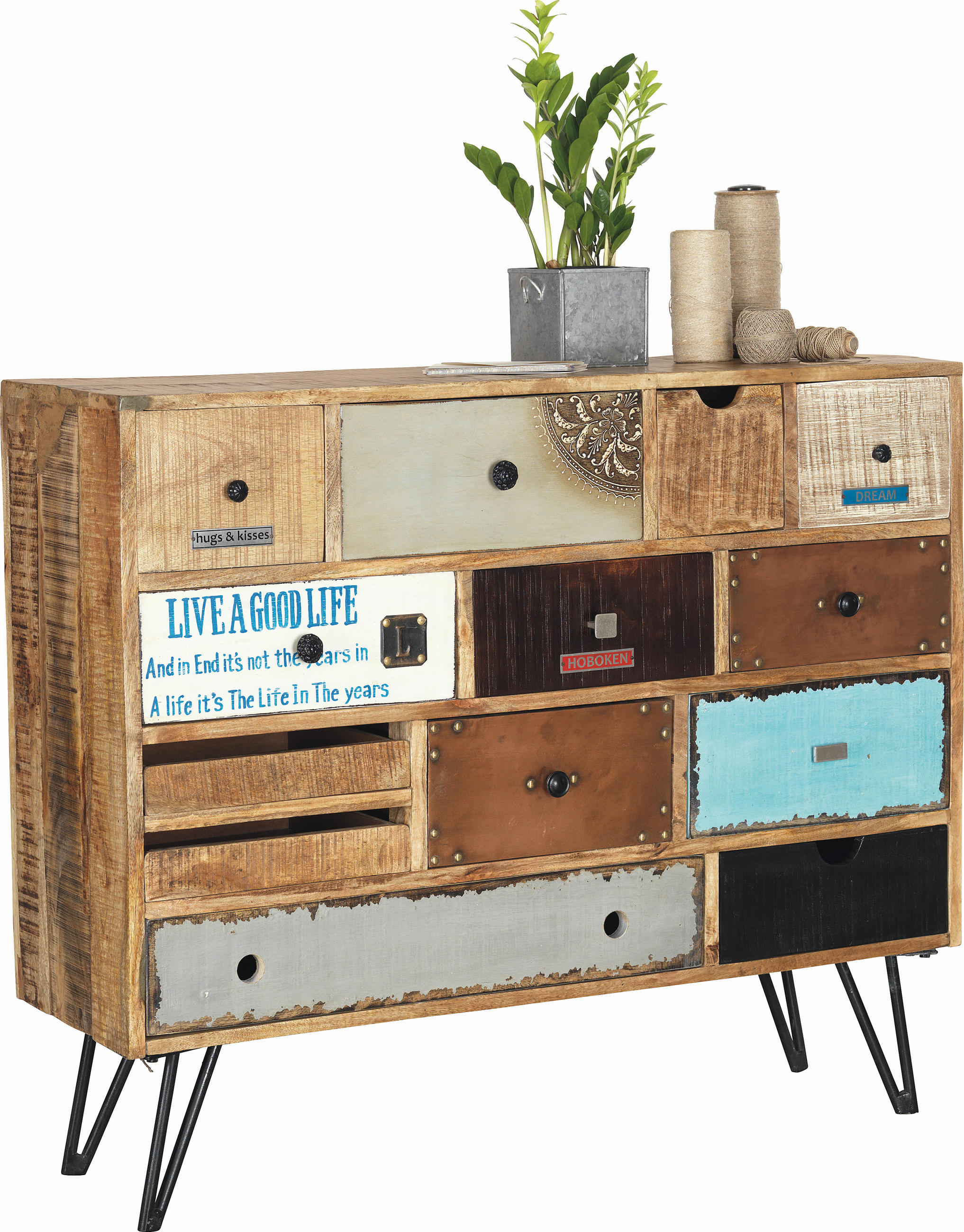 Landscape KOMODA, mangové dřevo, vícebarevná, 115/95/35 cm