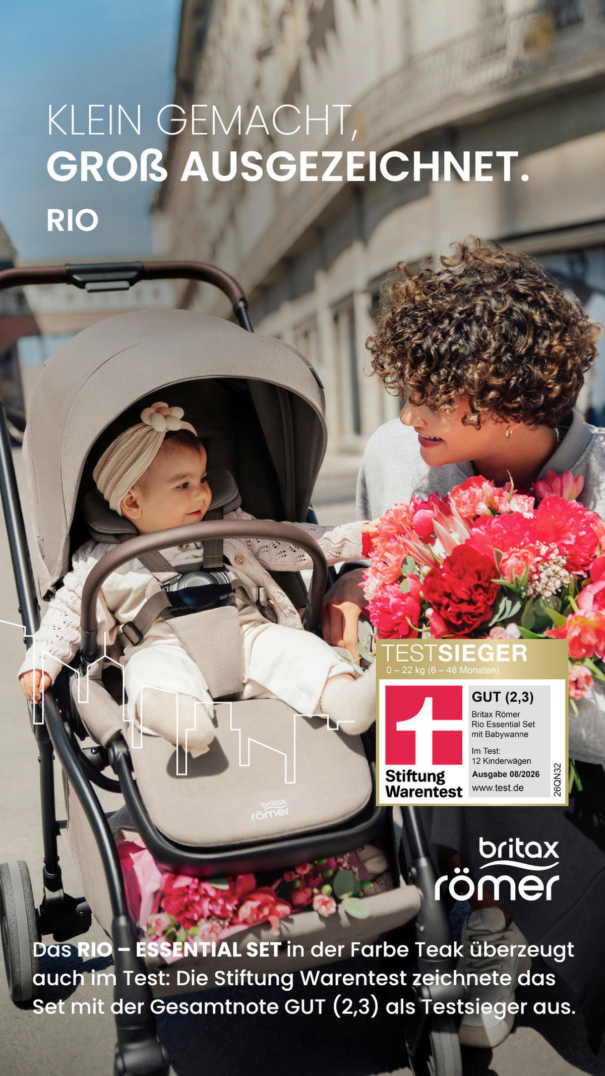 KINDERWAGEN Rio  - Hellbraun/Grau, Basics, Textil/Metall (55/120/93cm) - Britax Römer Diamond