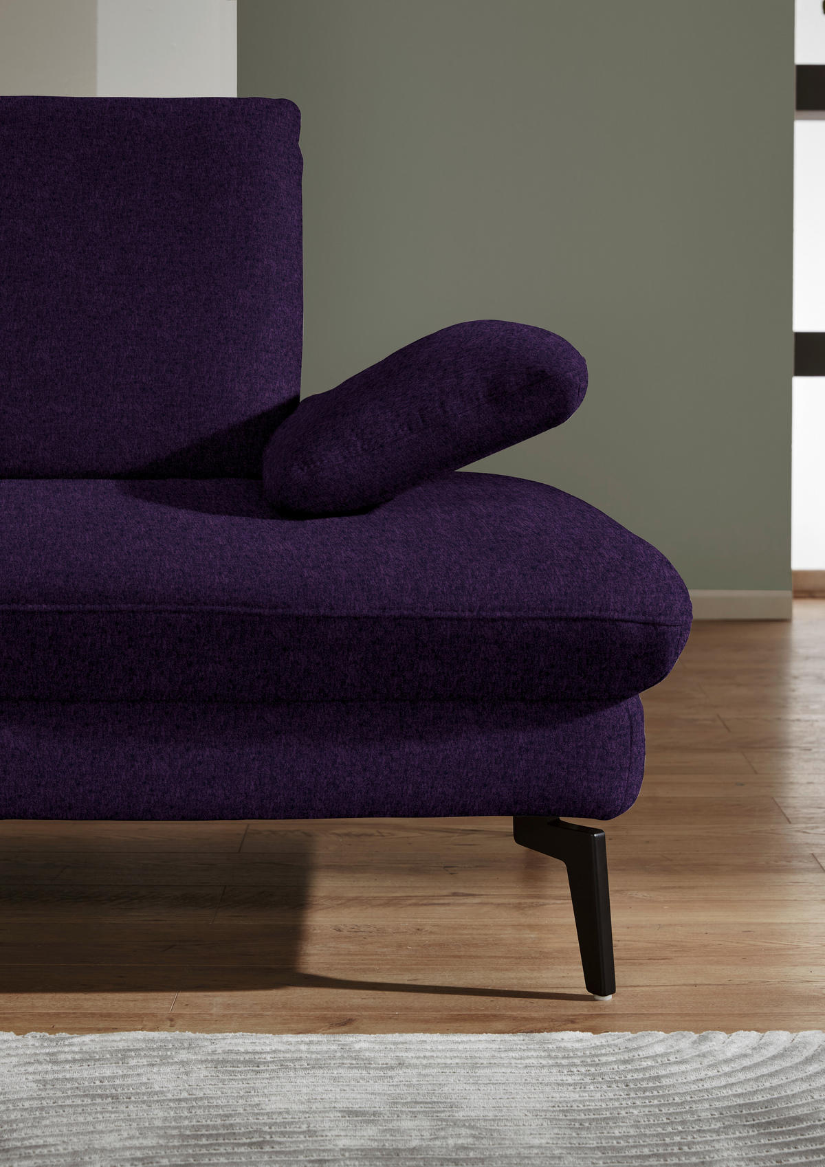 ECKSOFA in Chenille, Mikrofaser Aubergine, Violett  - Violett/Aubergine, Design, Textil/Metall (157/299cm) - Dieter Knoll