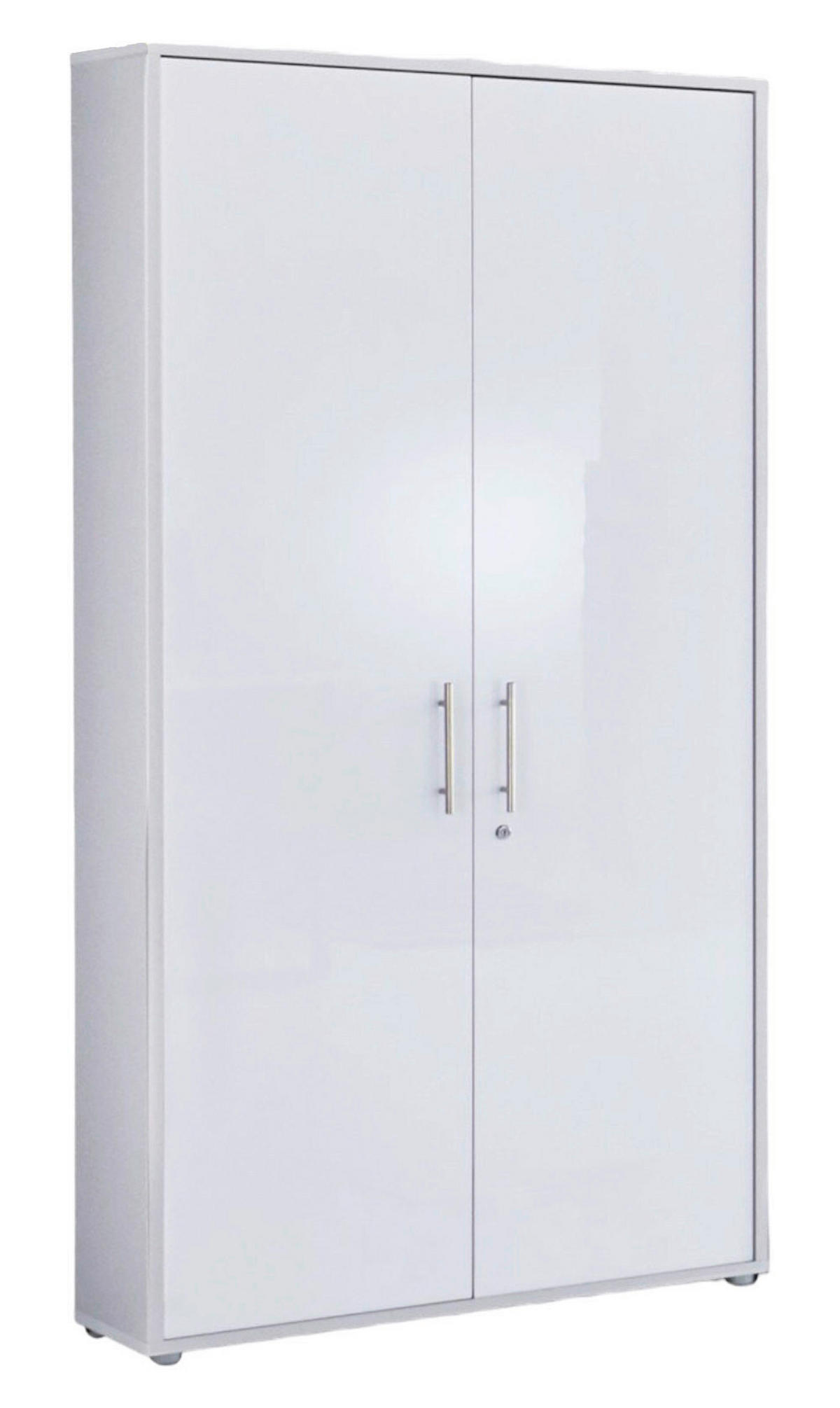AKTENSCHRANK Grau, Weiß Hochglanz  - Weiß Hochglanz/Grau, MODERN, Holzwerkstoff (257/185,6/33cm) - MID.YOU