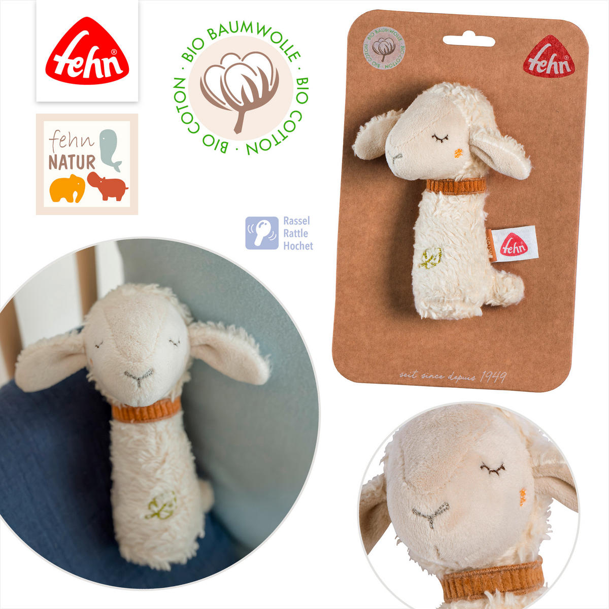 RASSEL fehnNATUR  - Creme, Basics, Textil (15/4,2/7,5cm) - Fehn