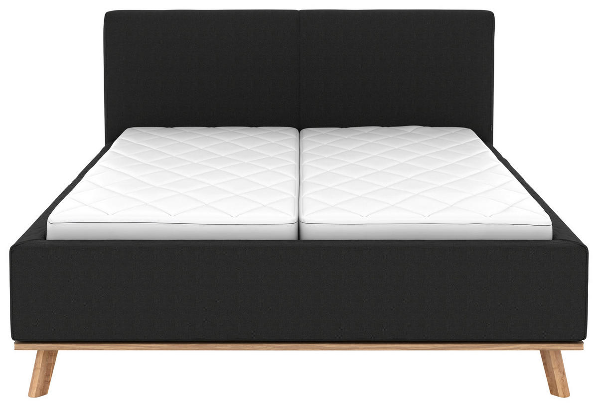 POLSTERBETT Matratze, Lattenrost, Bettkasten 160/200 cm  in Anthrazit  - Eichefarben/Anthrazit, Design, Holz/Textil (160/200cm) - Musterring