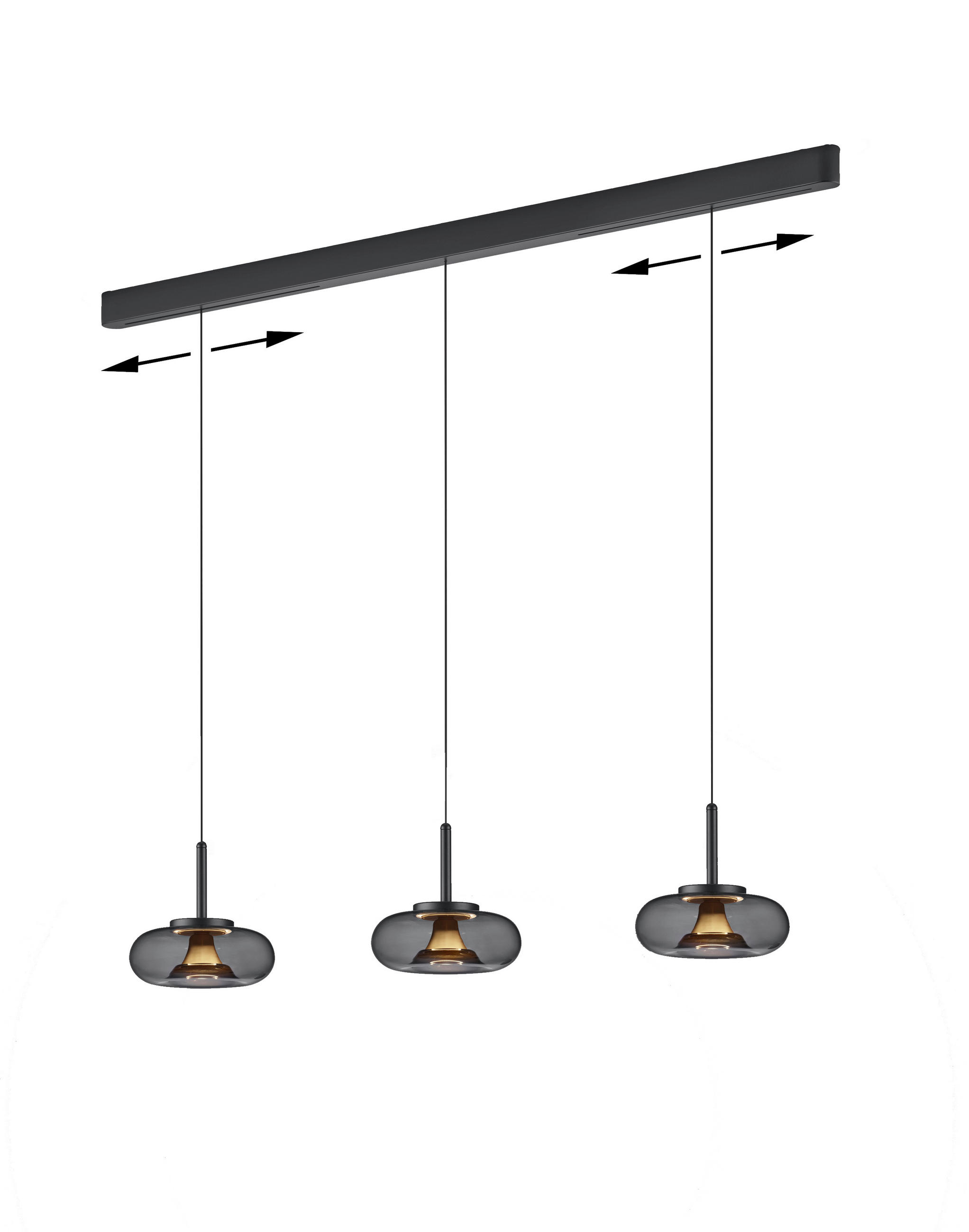 LED-HÄNGELEUCHTE 22/210 cm    - Goldfarben/Schwarz, Design, Metall (22/210cm) - Helestra