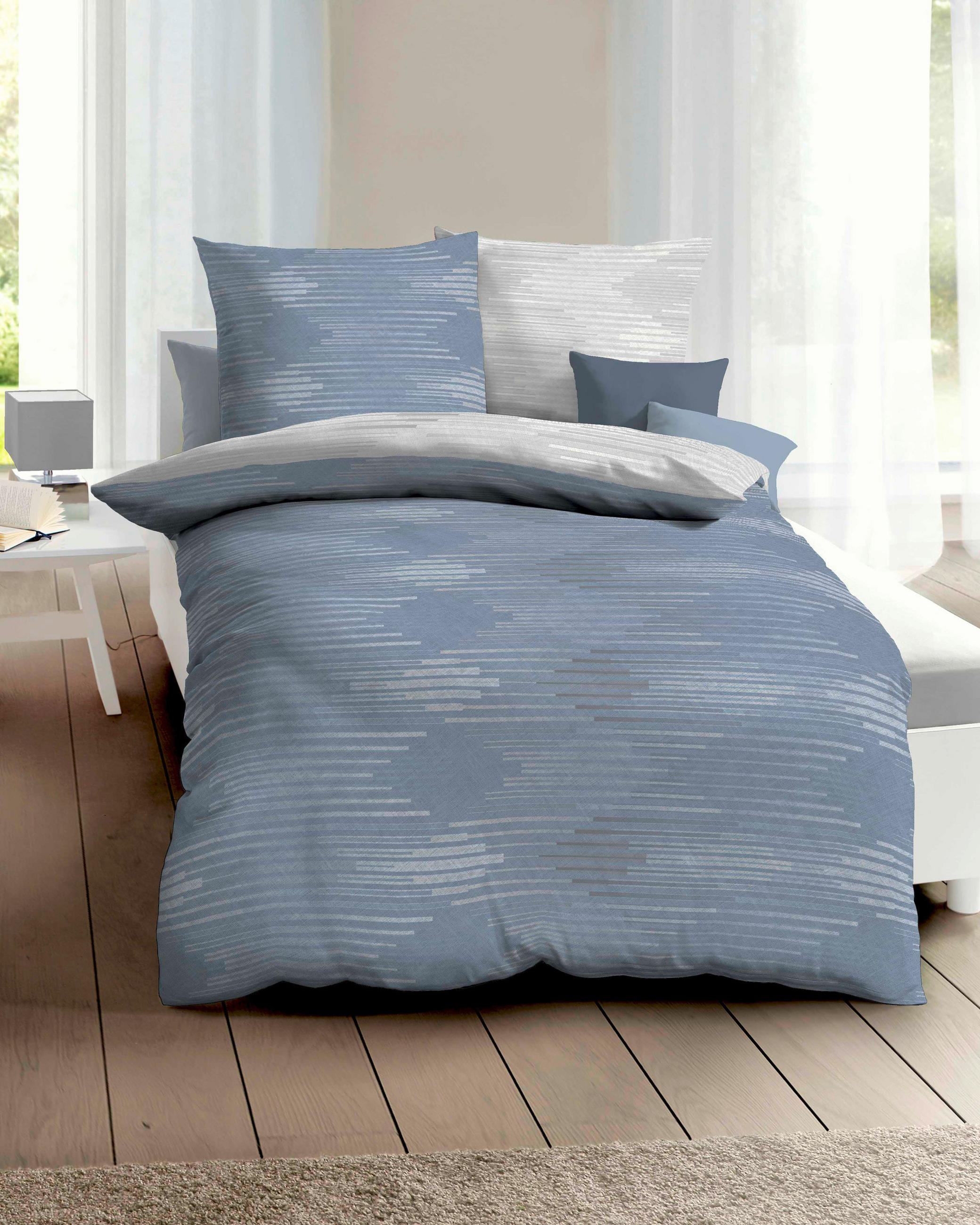 POSTELJNINA IKAT 240/200 cm saten modra  - modra, Basics, tekstil (240/200cm) - Kaeppel
