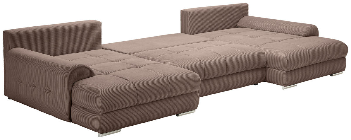 WOHNLANDSCHAFT Braun Cord  - Chromfarben/Braun, KONVENTIONELL, Kunststoff/Textil (180/376/180cm) - Carryhome