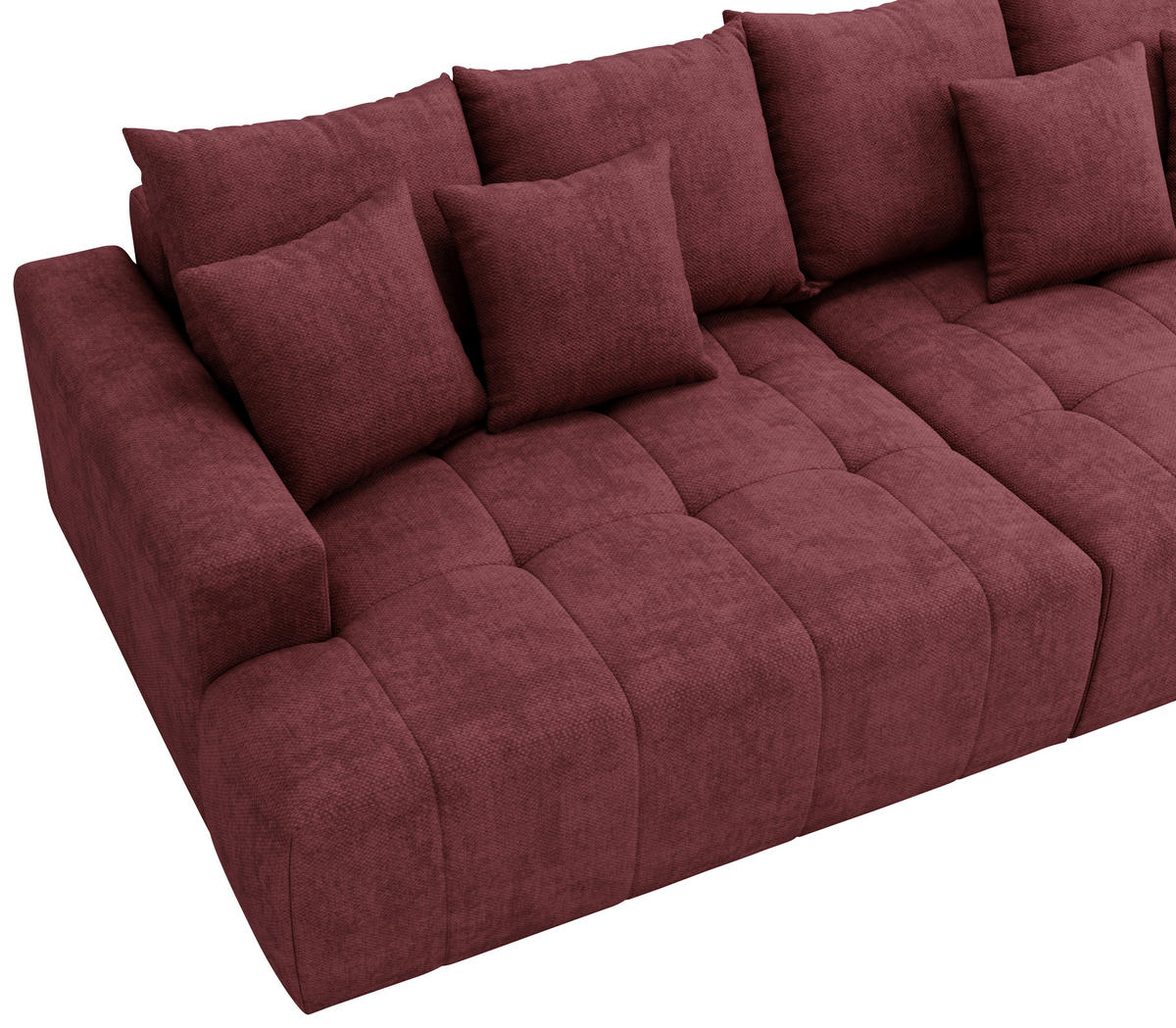 BIGSOFA ADELE in Chenille Bordeaux  - Bordeaux/Schwarz, Design, Kunststoff/Textil (270/85/136cm) - Livetastic