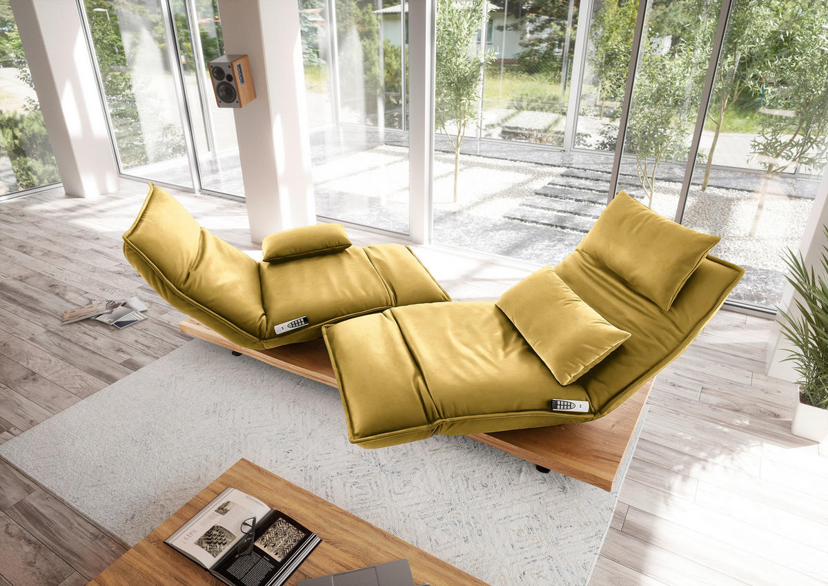 2-SITZER-SOFA in Echtleder Gelb  - Eichefarben/Gelb, Natur, Leder/Holz (240/63/115cm) - Koinor