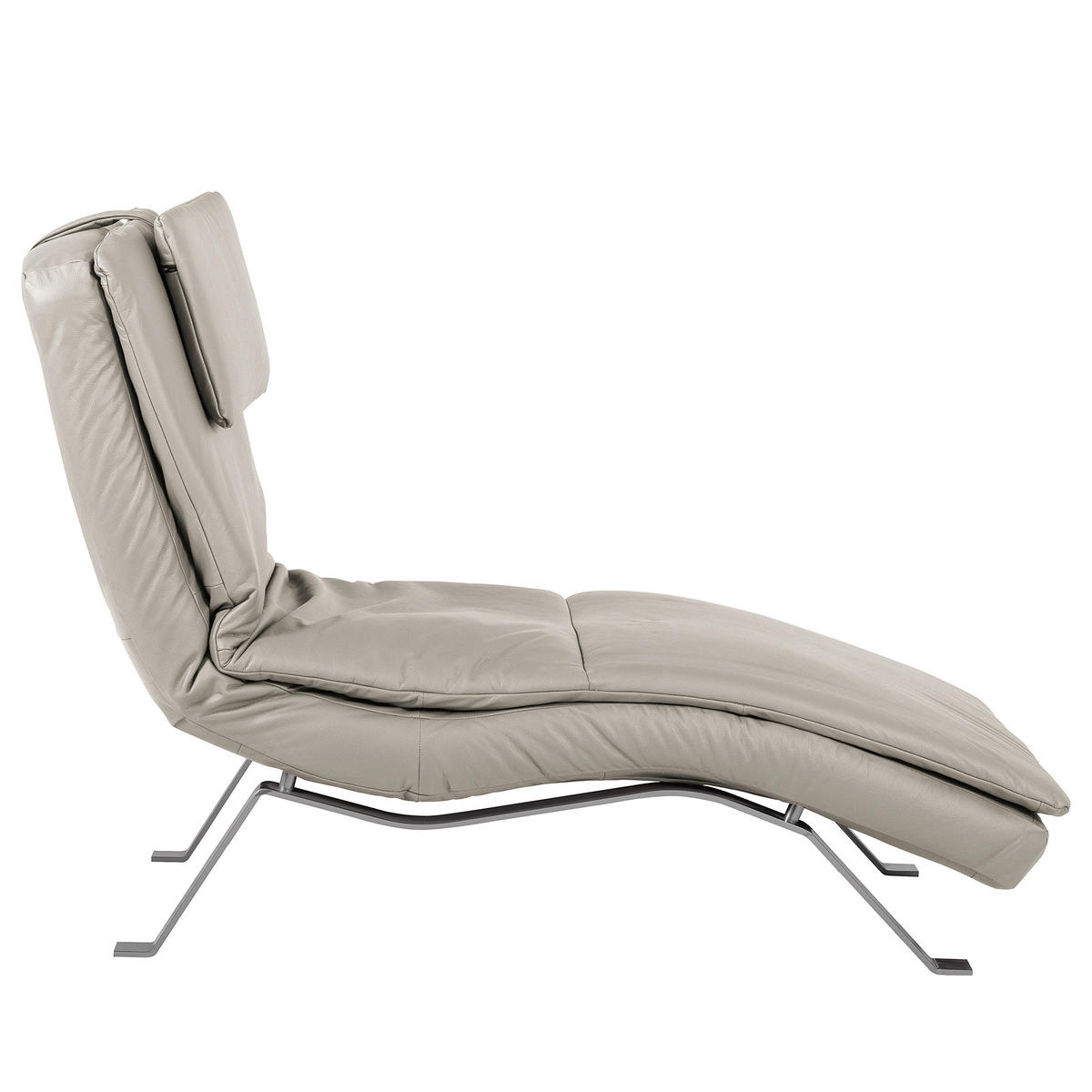 RELAXLIEGE in Echtleder Platinfarben  - Platinfarben/Silberfarben, Design, Leder/Metall (65/95/171cm) - Celina Home