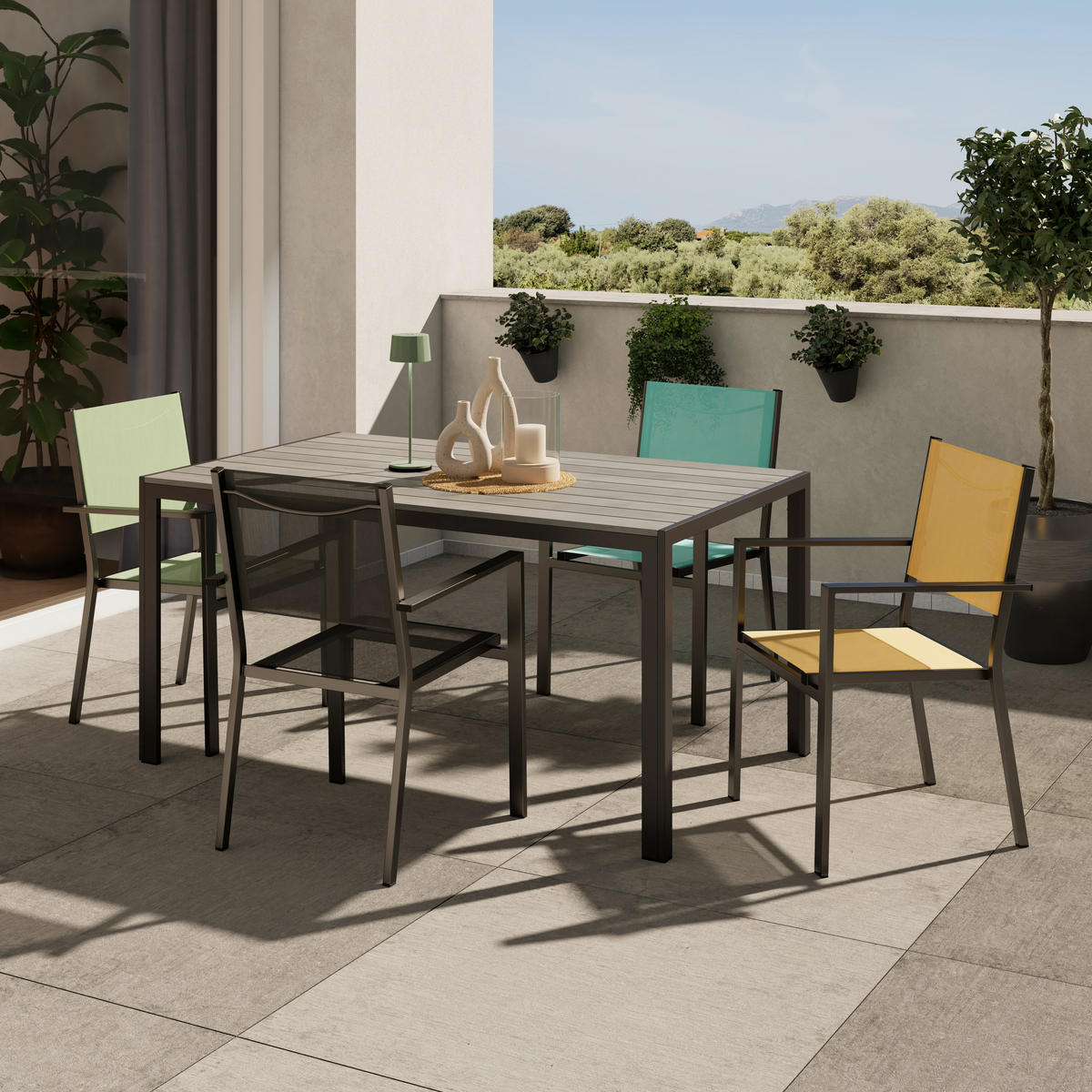 STAPELSESSEL Aluminium Anthrazit, Grün  - Anthrazit/Grün, Design, Textil/Metall (57/88/58cm) - Ambia Garden