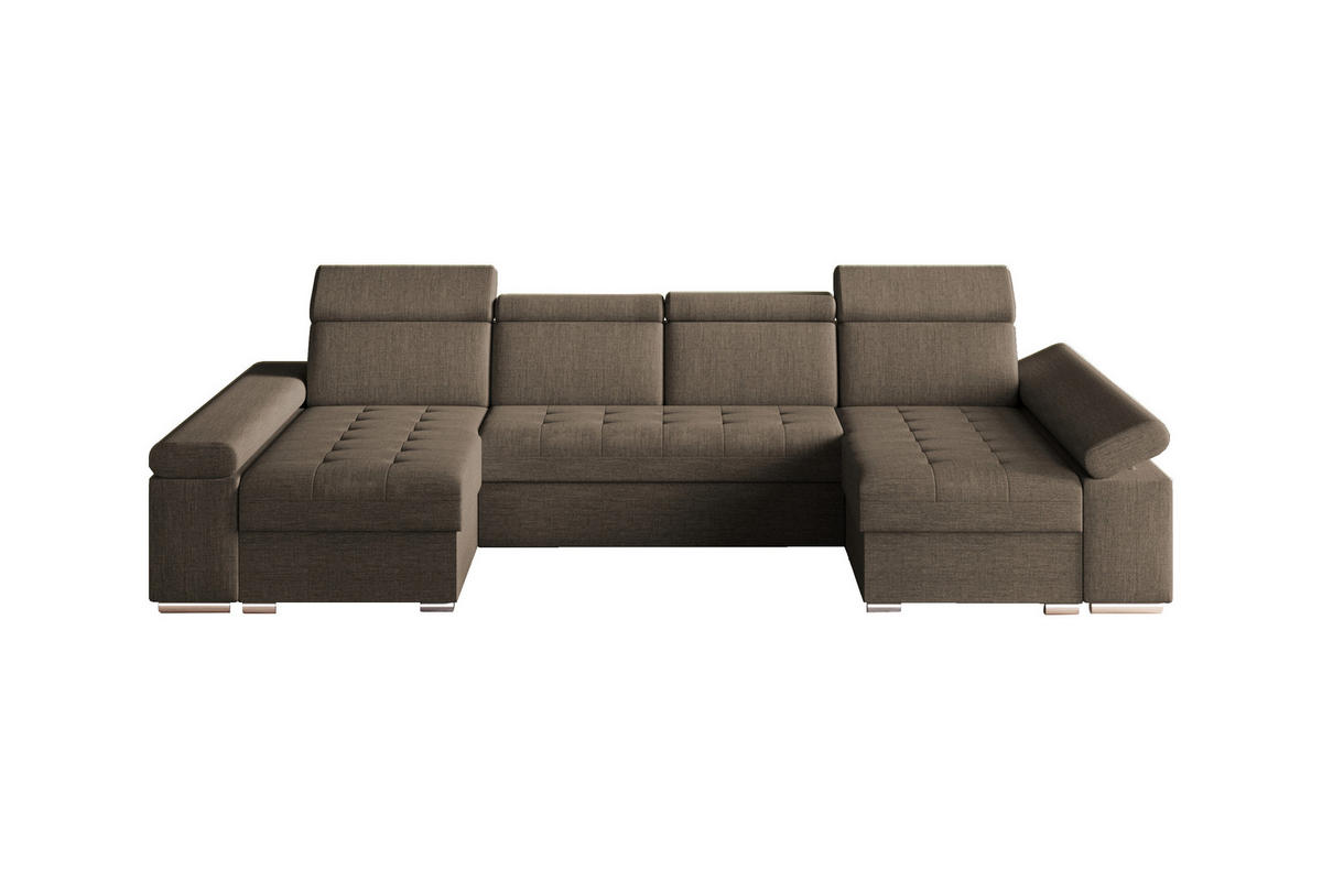 WOHNLANDSCHAFT TORONTO U Braun Webstoff  - Silberfarben/Braun, Design, Textil (168/330/168cm) - MID.YOU