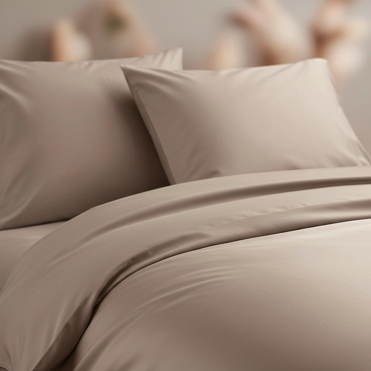 BETTWÄSCHE TANJA Satin 150/210 cm  - Taupe, Basics, Textil (150/210cm) - Novel