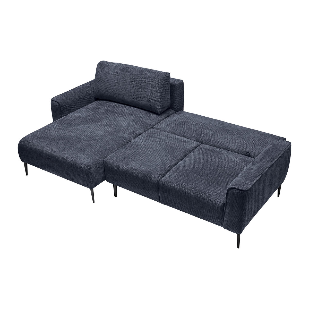 HÖRNSOFFA i vävt tyg mörkblå  - svart/mörkblå, Modern, metall/textil (164/255cm) - MID.YOU