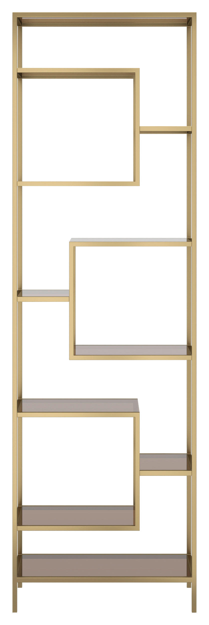 REGAL Goldfarben, Hellbraun  - Hellbraun/Goldfarben, Design, Glas/Metall (60/195/30cm) - Kare-Design