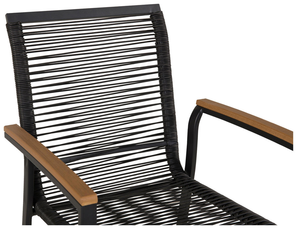 UTESTOLAR SET i metall svart  - svart/akaciefärgad, Klassisk, metall/trä (57/83,5/63,5cm) - Gardenson