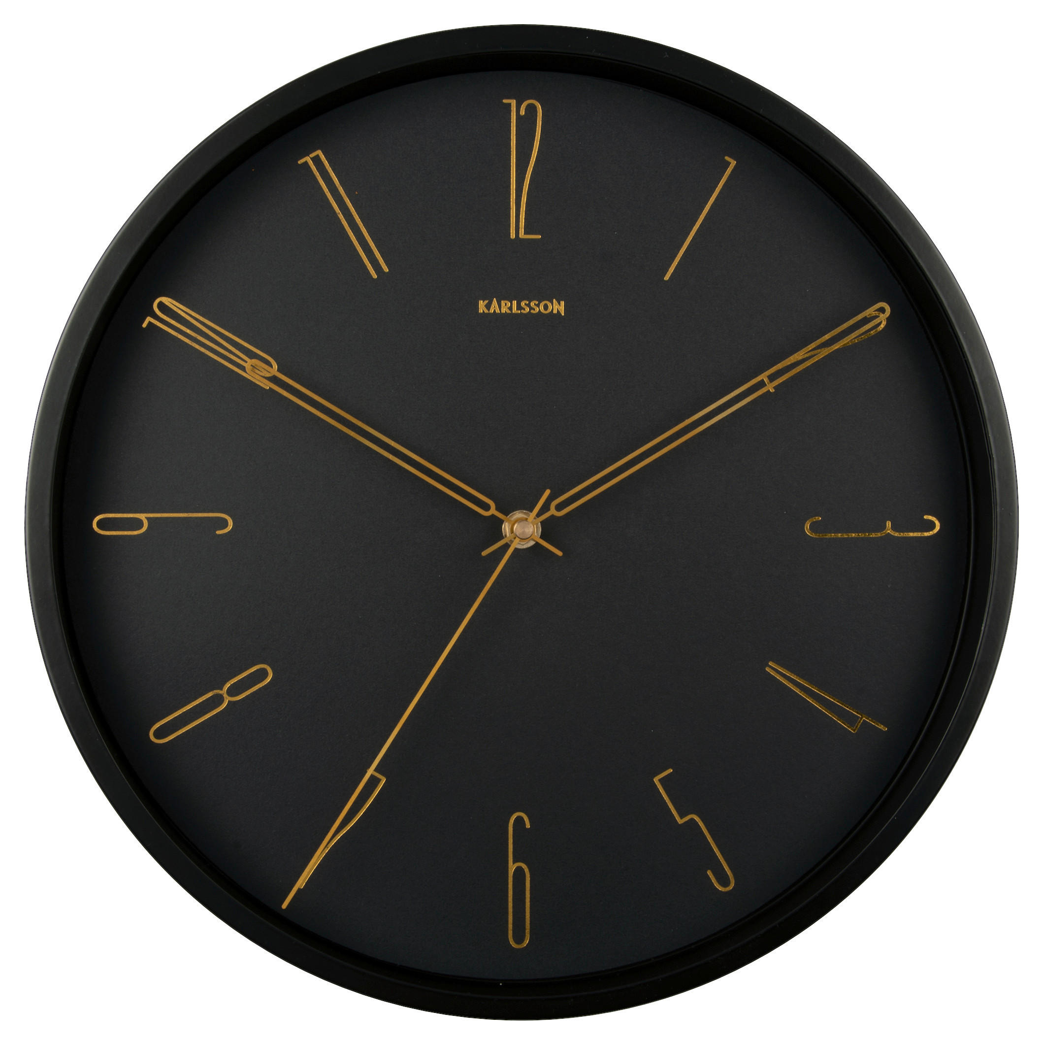 WANDUHR Belle Schwarz, Goldfarben 35/35/4 cm  - Goldfarben/Schwarz, Basics, Metall (35/35/4cm) - Karlsson