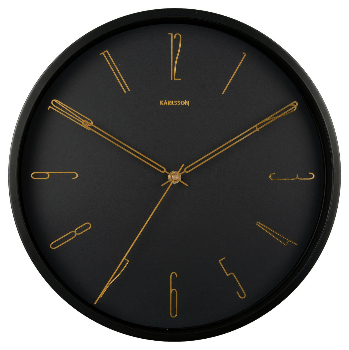 WANDUHR Belle Schwarz, Goldfarben 35/35/4 cm  - Goldfarben/Schwarz, Basics, Metall (35/35/4cm) - Karlsson