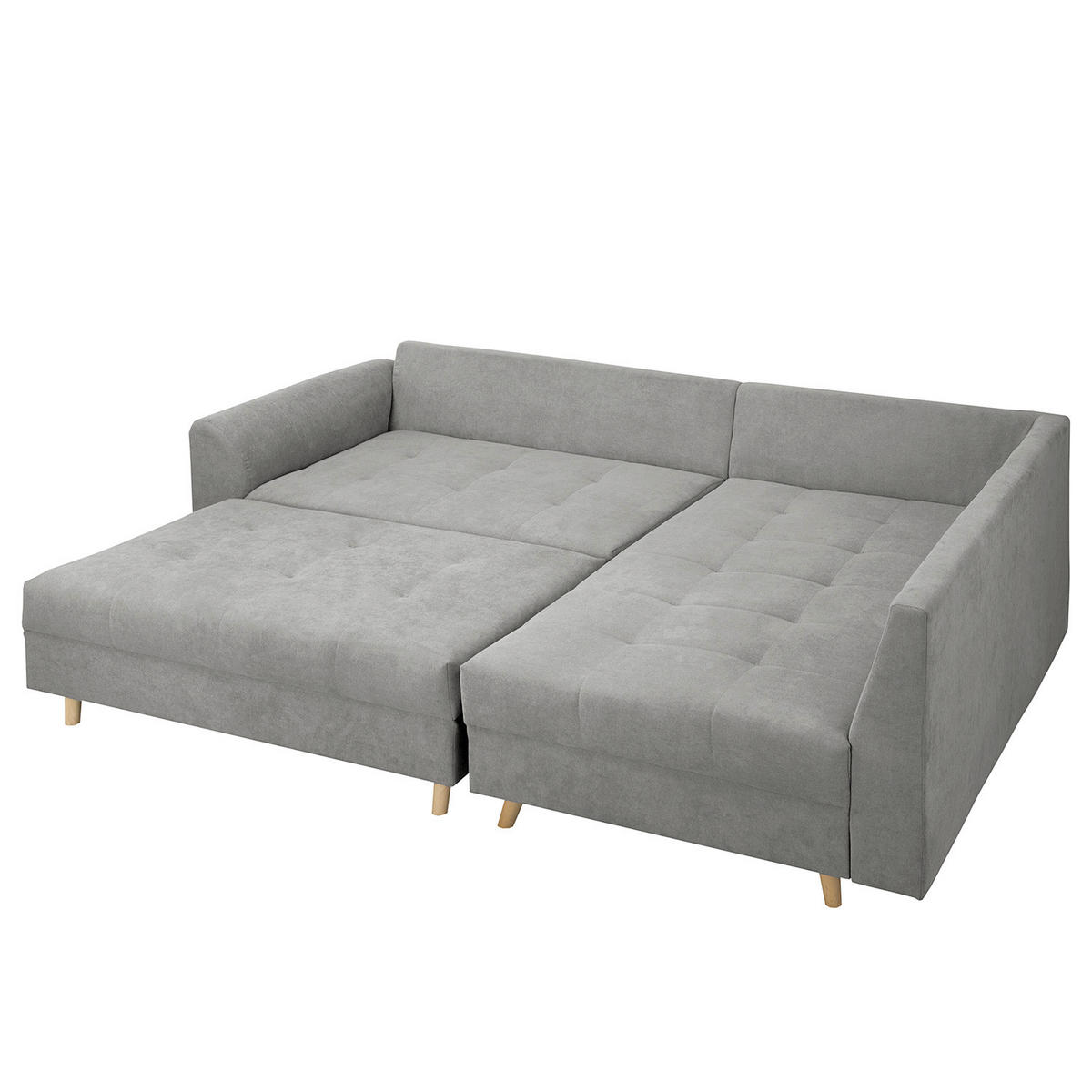 ECKSOFA inkl. Hocker Ariella Grau Mikrofaser  - Naturfarben/Grau, Design, Holz/Textil (161/231cm) - Livetastic