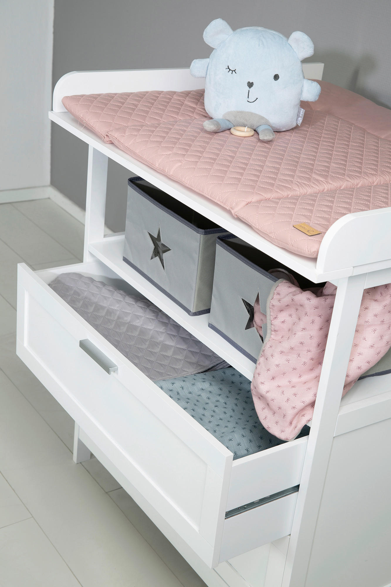 WICKELKOMMODE roba Hamburg Weiß  - Silberfarben/Weiß, Basics, Holzwerkstoff (87/100/75/40cm) - Roba