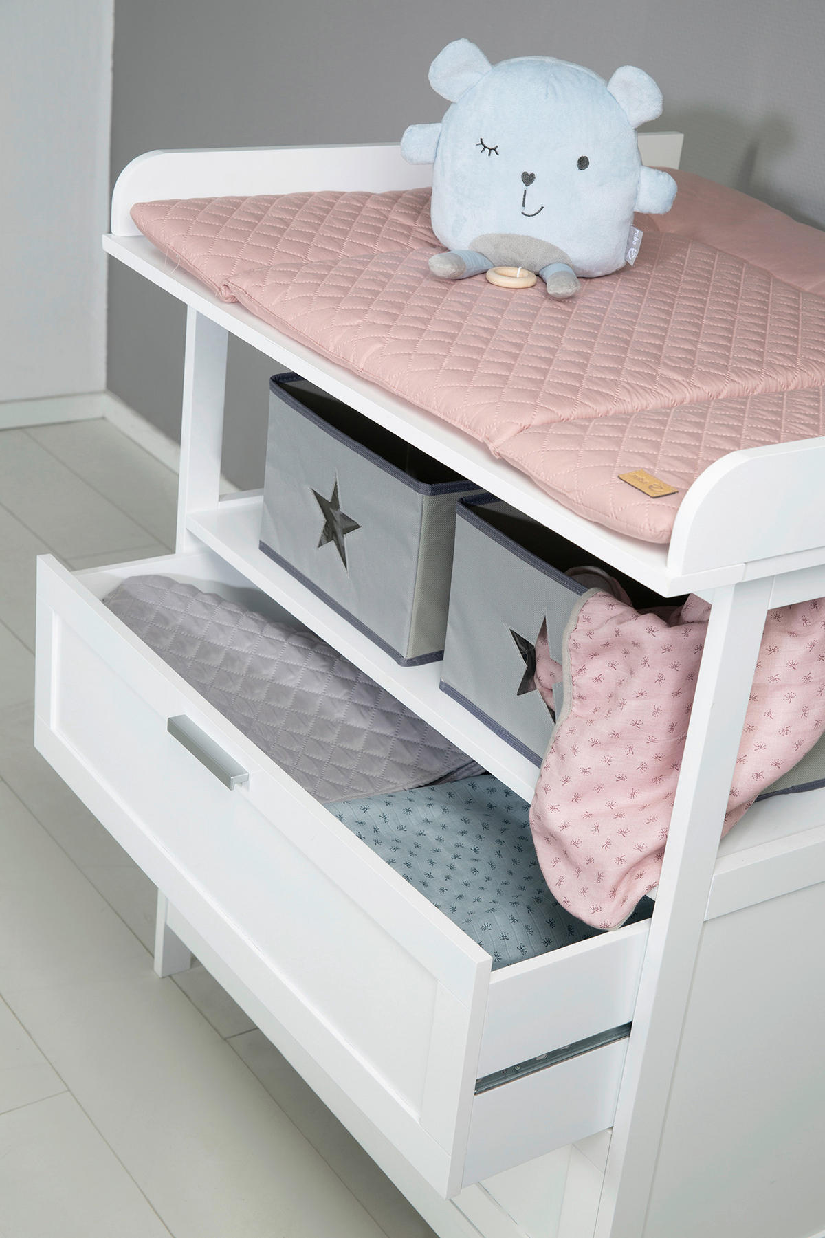 WICKELKOMMODE roba Hamburg Weiß  - Silberfarben/Weiß, Basics, Holzwerkstoff (87/100/75/40cm) - Roba