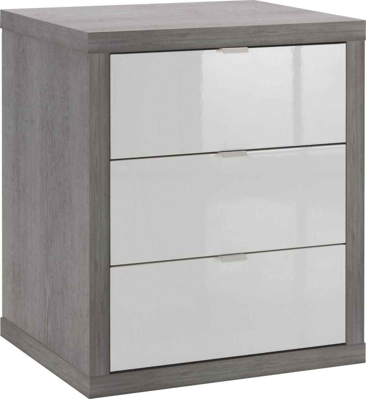 LADIČAR NA KOTAČIĆIMA  siva, bijela visoki sjaj  - bijela/siva, Design, drvni materijal/metal (55/66/45cm) - Carryhome