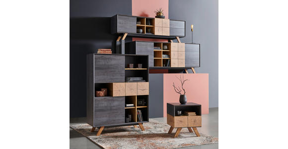 NACHTSCHRANK 45/50/40 cm - Eichefarben/Dunkelgrau, Design, Holz/Holzwerkstoff (45/50/40cm) - Carryhome