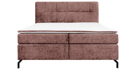 BOXSPRINGBETT 180/200 cm,  in Weinrot, Topper, H2 + H2 = mittel  - Weinrot/Schwarz, Design, Textil/Metall (180/200cm) - Esposa