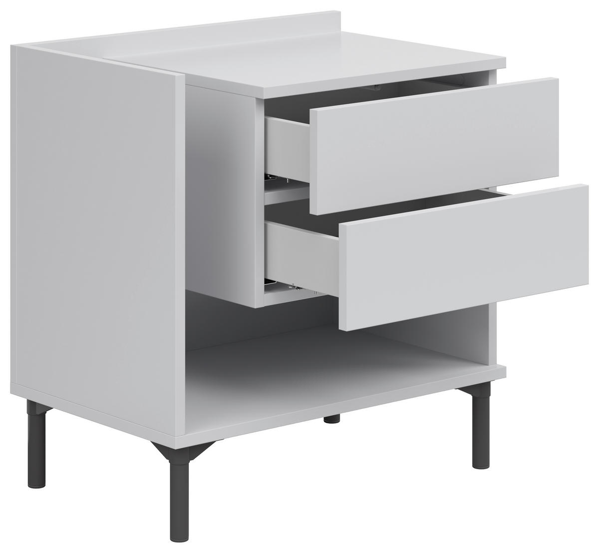 NACHTKÄSTCHEN 60/62/38 cm  in Hellgrau  - Hellgrau/Graphitfarben, Design, Holzwerkstoff/Kunststoff (60/62/38cm) - Lomoco