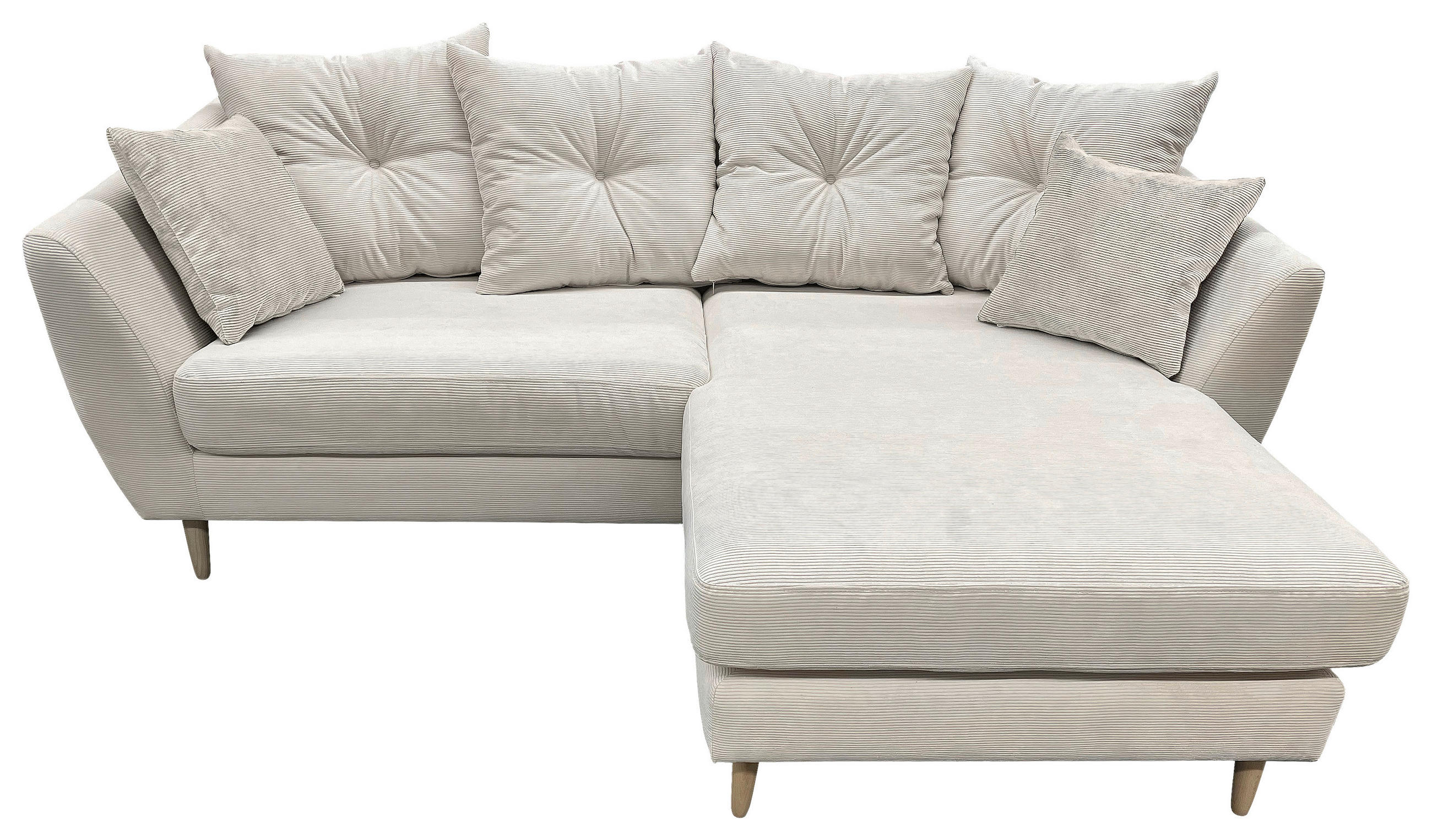 ECKSOFA Naturfarben Feincord  - Buchefarben/Naturfarben, KONVENTIONELL, Holz/Textil (211/154cm) - Carryhome