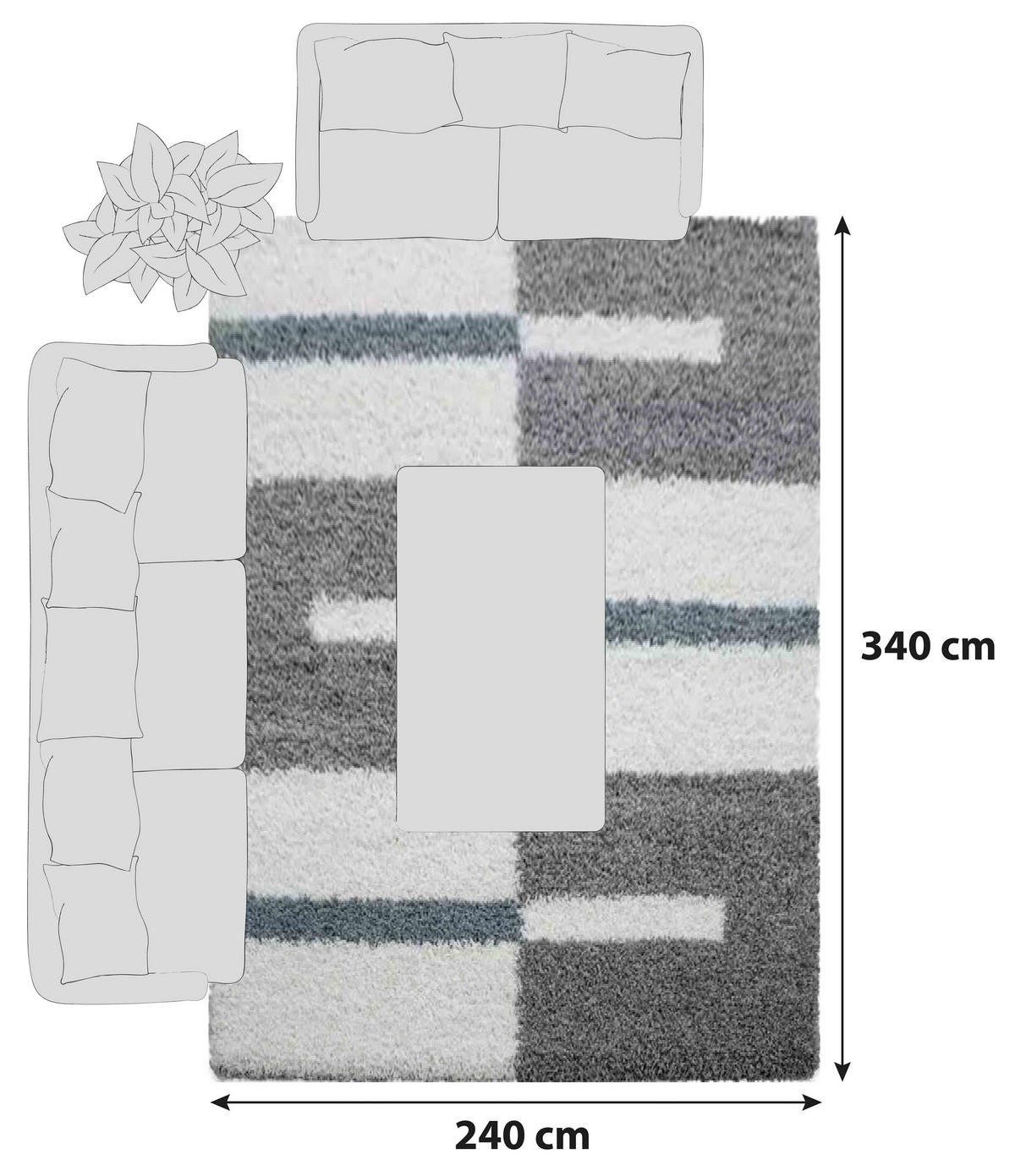HOCHFLORTEPPICH 240/340 cm Gala 2505 Türkis  - Türkis, Design, Textil (240/340cm) - Novel