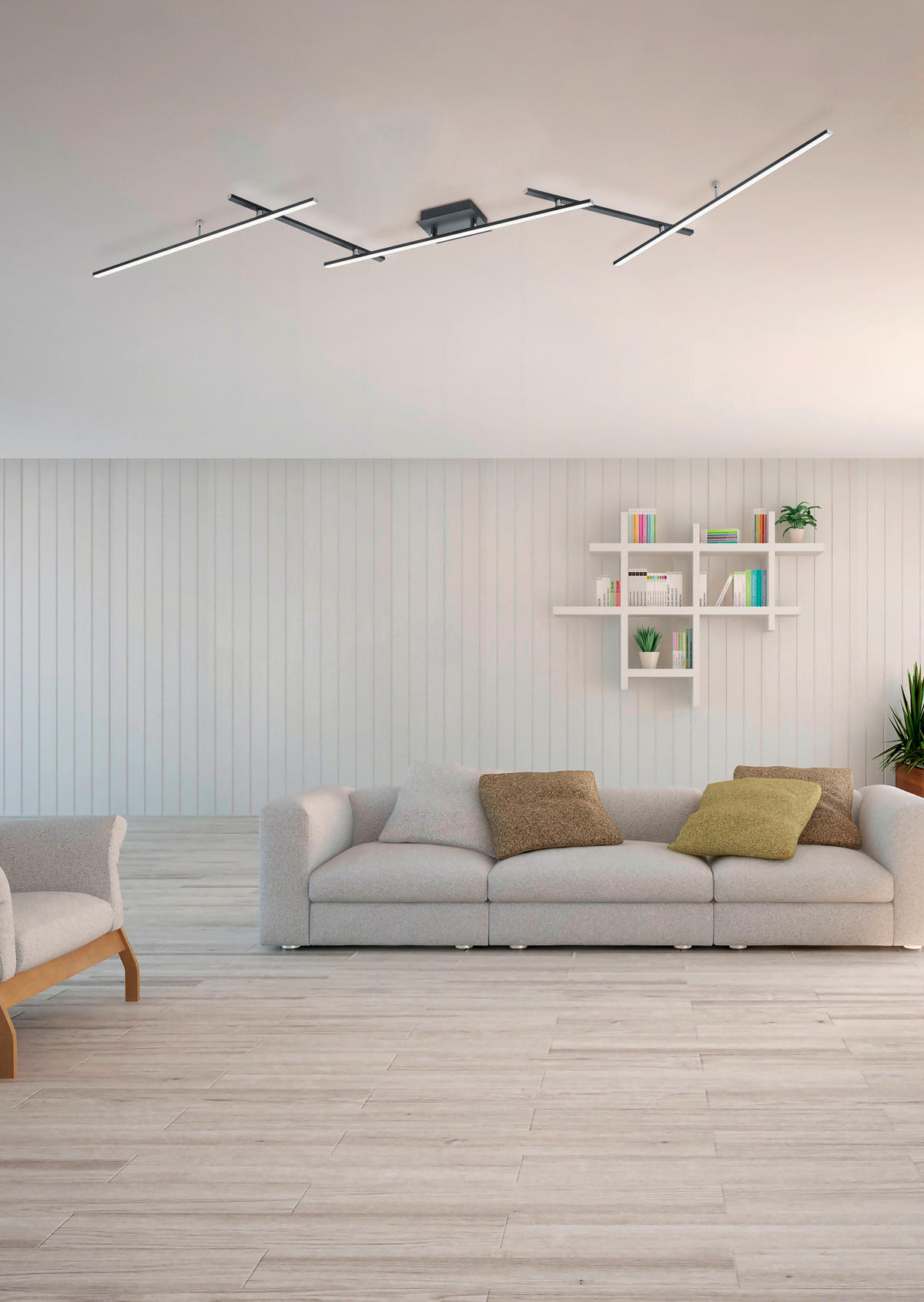 LED-DECKENLEUCHTE Arvin   - Schwarz/Weiß, Design, Kunststoff/Metall (245/8,5/50cm) - Trio Leuchten