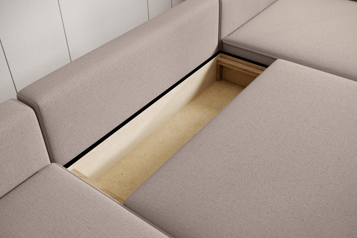 WOHNLANDSCHAFT CHALLENGE Taupe Struktur  - Taupe/Schwarz, MODERN, Kunststoff/Textil (168/333/168cm) - Trendmanufaktur