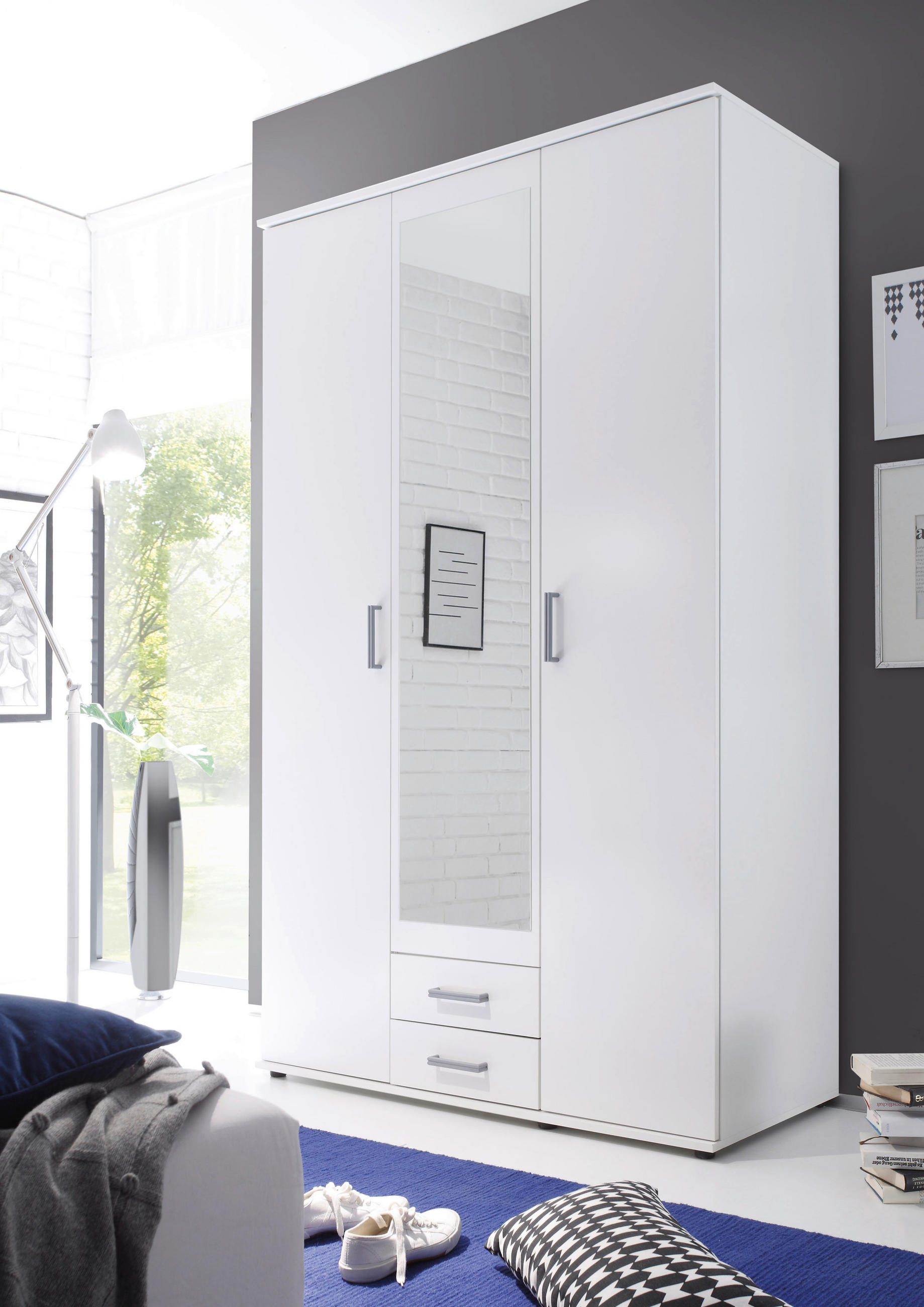 ORMAR SA KLASIČNIM VRATIMA bela  120/195/55 cm  - boja aluminijuma/bela, Dizajnerski, pločasti materijal/plastika (120/195/55cm) - Xora