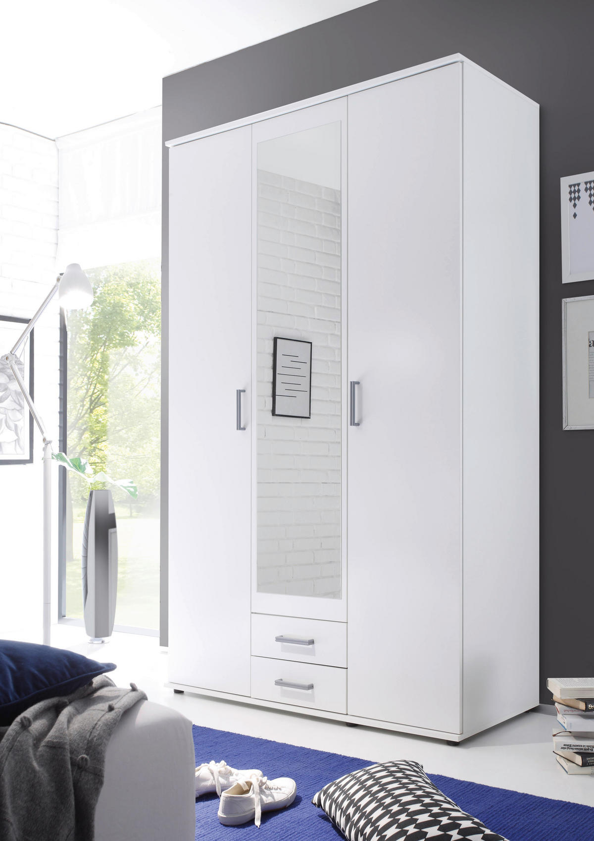 ORMAR SA KLASIČNIM VRATIMA bela  120/195/55 cm  - boja aluminijuma/bela, Dizajnerski, pločasti materijal/plastika (120/195/55cm) - Xora