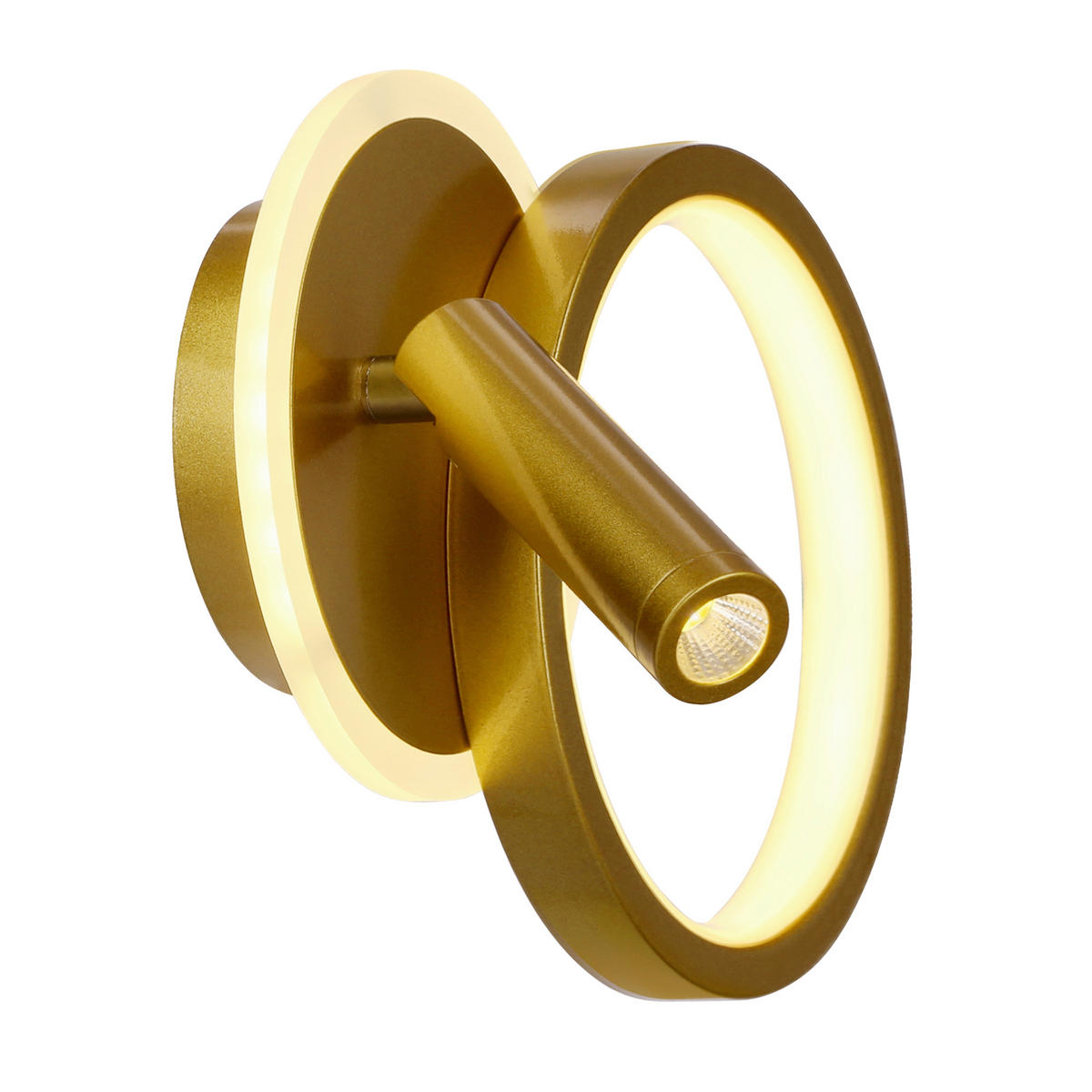 LED-WANDLEUCHTE Monet 28/7/18 cm  - Goldfarben/Weiß, KONVENTIONELL, Kunststoff/Metall (28/7/18cm)