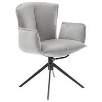 ARMLEHNSTUHL  in Stahl Velours  - Hellgrau/Schwarz, Design, Textil/Metall (62/88/62cm) - Novel