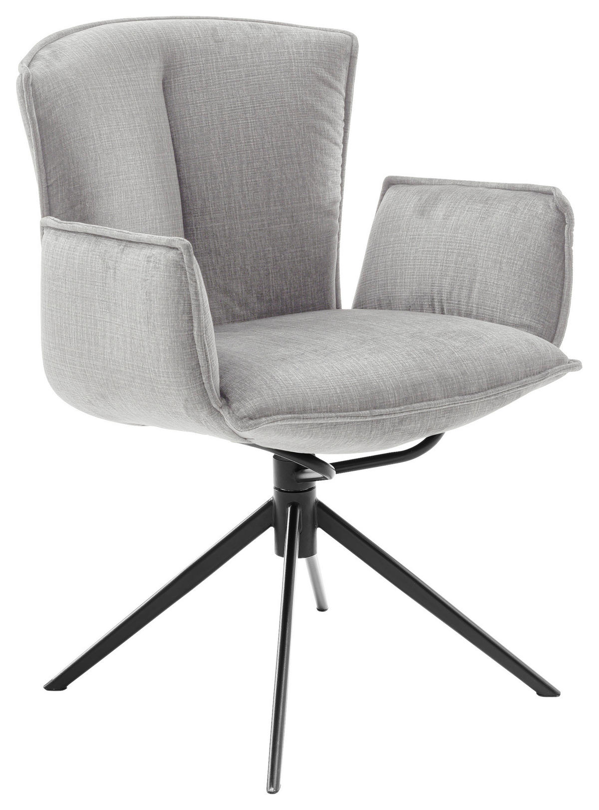 ARMLEHNSTUHL  in Stahl Velours  - Hellgrau/Schwarz, Design, Textil/Metall (62/88/62cm) - Novel