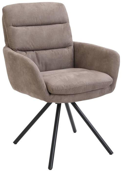 ARMLEHNSTUHL  in Eisen Webstoff  - Taupe/Schwarz, Design, Textil/Metall (62/89/65cm) - Cantus