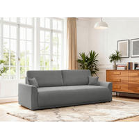 SCHLAFSOFA KIMMY Struktur Grau  inkl. Zierkissen, Rückenkissen, Bettkasten  - Schwarz/Grau, Design, Kunststoff/Textil (234/90/103cm) - P & B