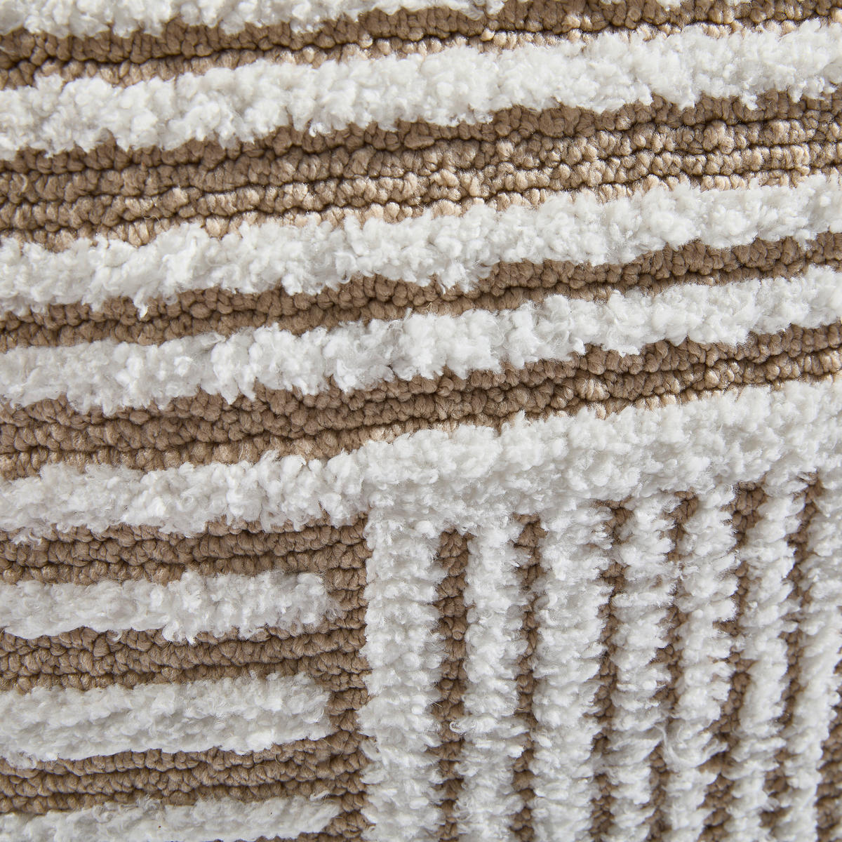 POUF Mikrofaser geometrisch Beige 45/45/45 cm  - Beige/Weiß, Trend, Textil (45/45/45cm) - Novel