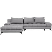ECKSOFA Grau Webstoff Rückenkissen, Bettkasten, Schlaffunktion, Rücken echt  - Schwarz/Grau, Design, Textil/Metall (212/315cm) - Carryhome