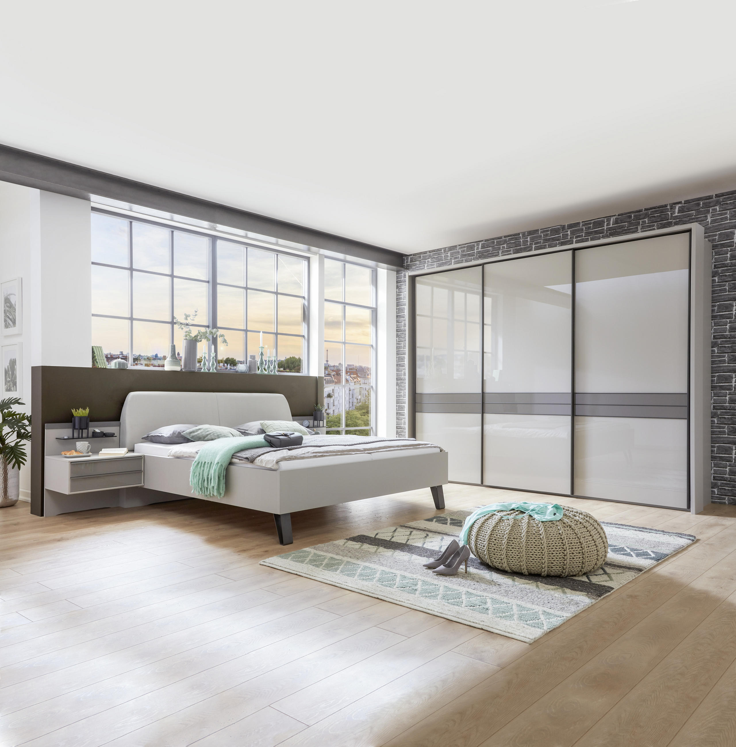 BETT 180/200 cm in Braun, Grau - Braun/Grau, Design, Holzwerkstoff/Textil (180/200cm) - Dieter Knoll