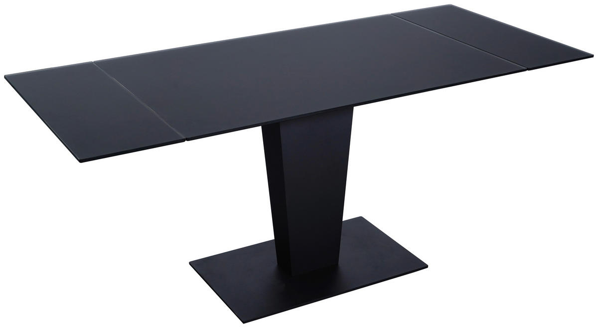 ESSTISCH 120-179/80/76 cm  Metall, Glas ausziehbar rechteckig Schwarz  - Schwarz, Design, Glas/Metall (120-179/80/76cm) - Novel