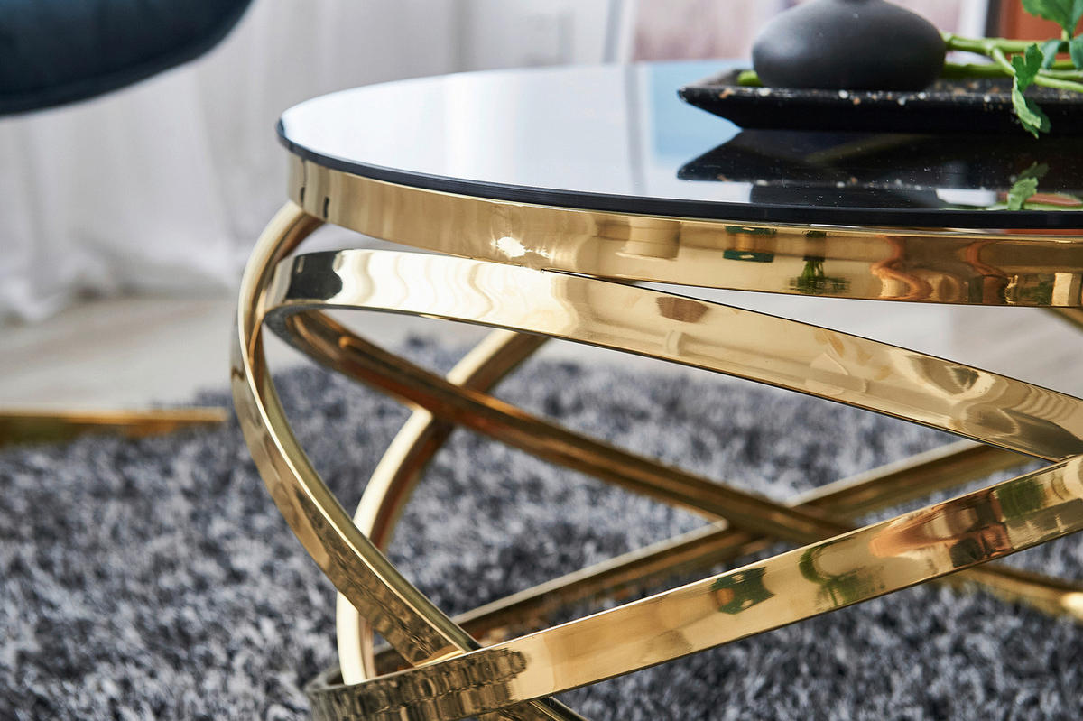 COUCHTISCH in Metall, Glas 80/80/42 cm  - Goldfarben/Grau, Design, Glas/Metall (80/80/42cm) - Livetastic