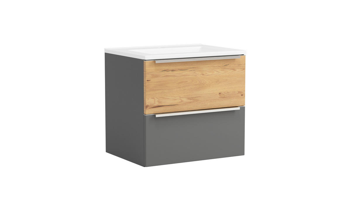 BADEZIMMER 2-teilig  in 60 cm  - Wildeiche/Edelstahlfarben, Trend, Glas/Holzwerkstoff (60cm) - Held