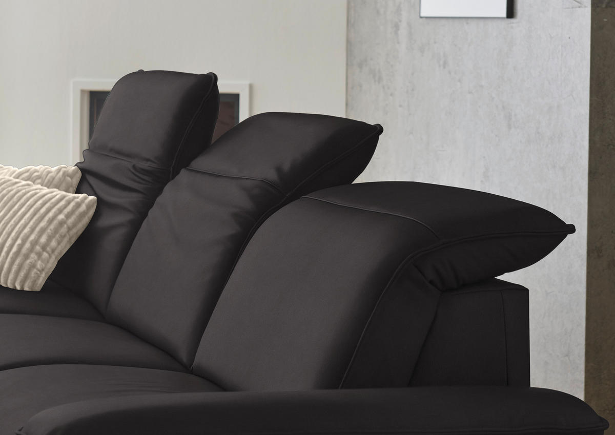 ECKSOFA  Echtleder Schwarzbraun  - Schwarzbraun/Schwarz, Design, Leder/Metall (169/307cm) - Beldomo Premium