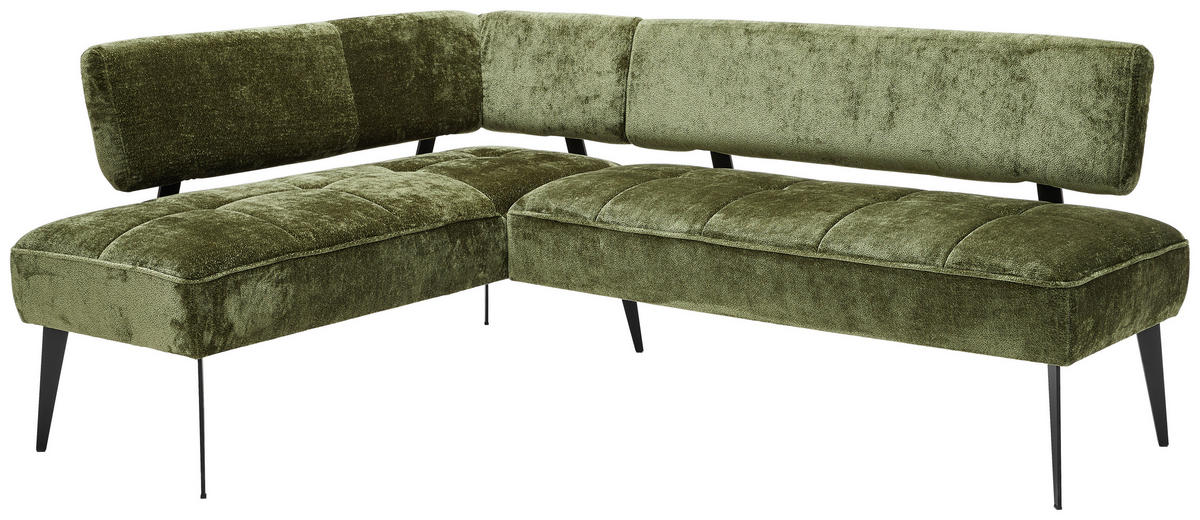 HÖRNBÄNK 162/212 cm  i olivgrön  - olivgrön/svart, Modern, metall/textil (162/212cm) - Welnova